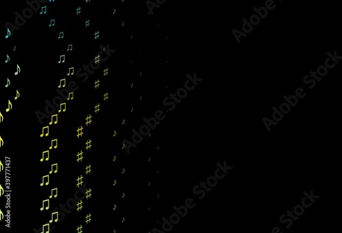 Dark Green  Yellow vector backdrop with music notes.