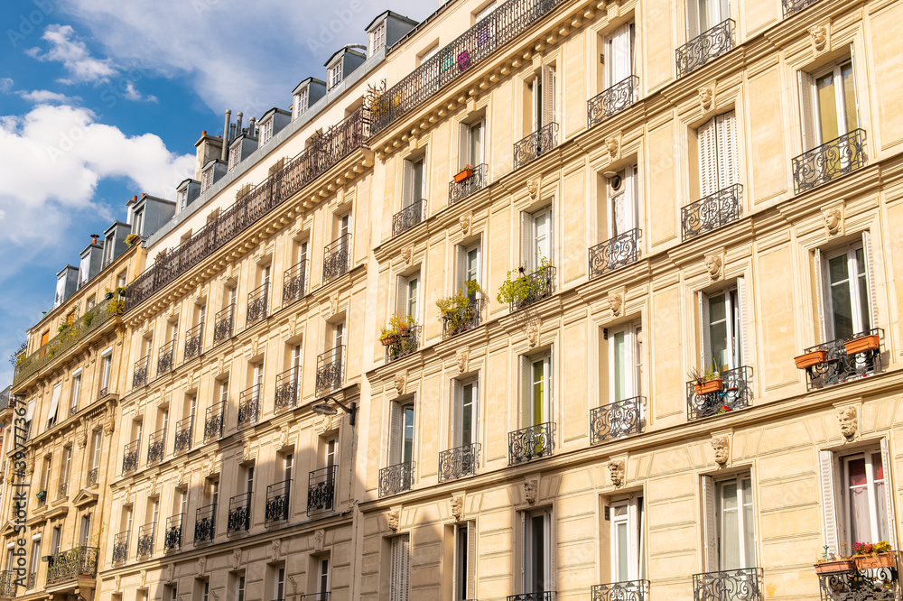Paris, typical facade in the center