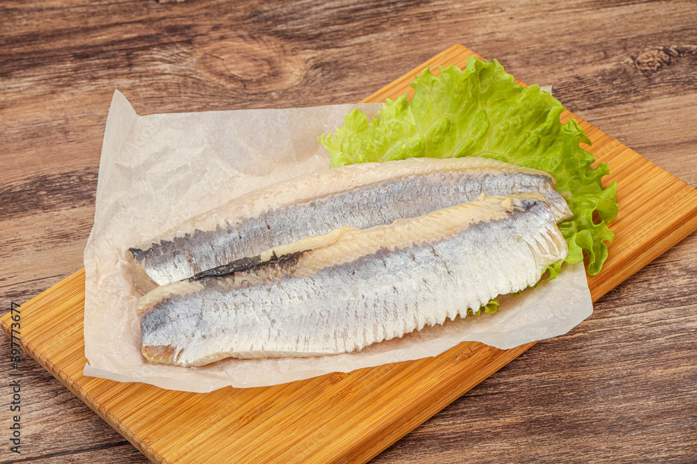 Herring fillet with salad leaves Herring fillet with salad leaves