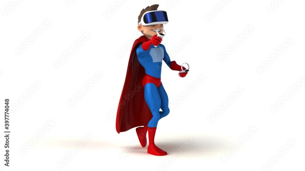 Fun 3D superhero with a VR helmet Fun 3D superhero with a VR helmet