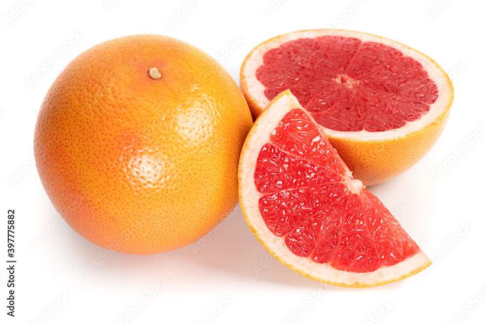 Grapefruit with slices isolated on white background Grapefruit with slices isolated on white background