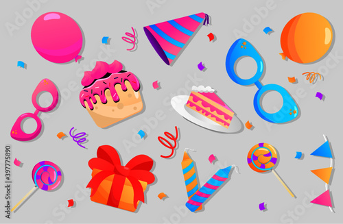 Birthday accesories cartoon colorfull