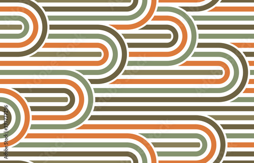 Seamless linear vector geometric minimalistic pattern, abstract lines tiling background, stripy weaving, optical maze, twisted stripes.