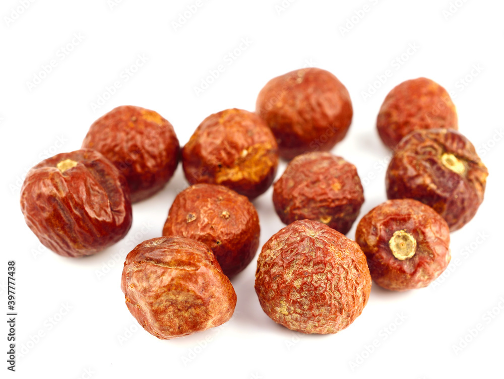 Jujube Dried Fruit (Ziziphus Spina-Christi, or Christ's Thorn Jujube). Isolated on White Background. Jujube Dried Fruit (Ziziphus Spina-Christi, or Christ's Thorn Jujube). Isolated on White Background.