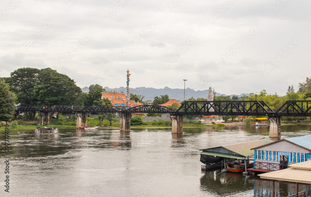 Fototapeta premium Kwai River Bridge in Kanchanaburi Thailand Asia