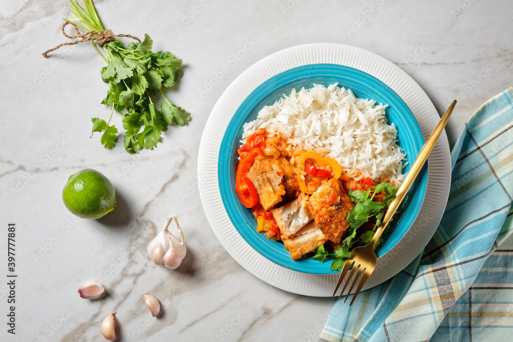 Moqueca baiana brazilian fish stew on a plate Moqueca baiana brazilian fish stew on a plate