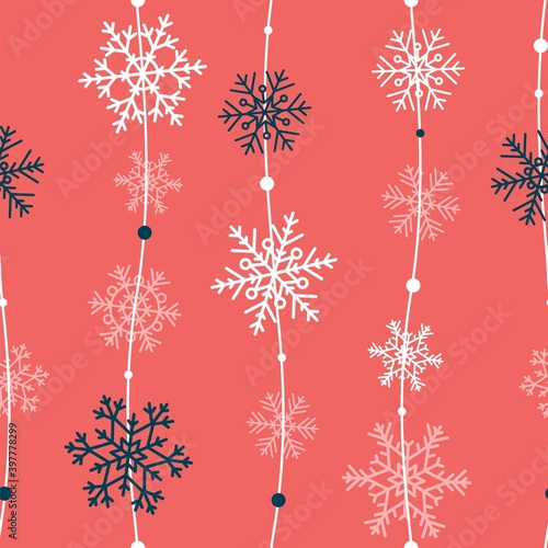 Snowflakes seamless pattern, vector illustration