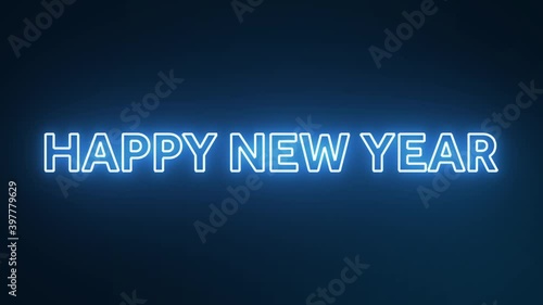 Happy new year with Neon Text Effect, Neon Light effect
