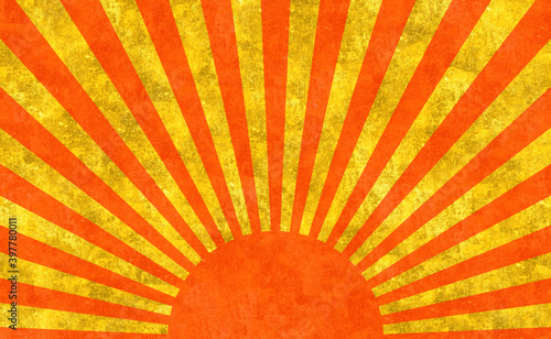 日の出を感じる背景素材　太陽　朝日　赤　金　日章旗　旭日旗