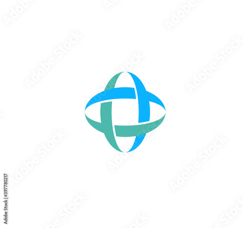 Medical cross, vector logo concept, flat style. Pharmacy symbol for clinic, digital medical service and med laboratory, global research and development