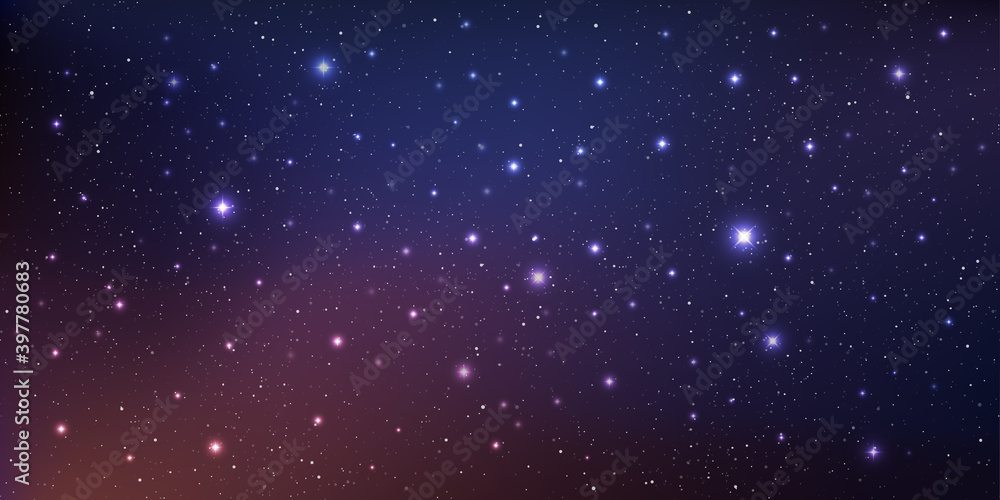 Beautiful galaxy background with nebula cosmos stardust and bright shining stars in universe, Vector illustration.
