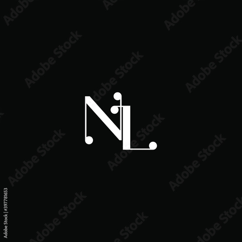Fototapeta N L letter logo creative design on black color background