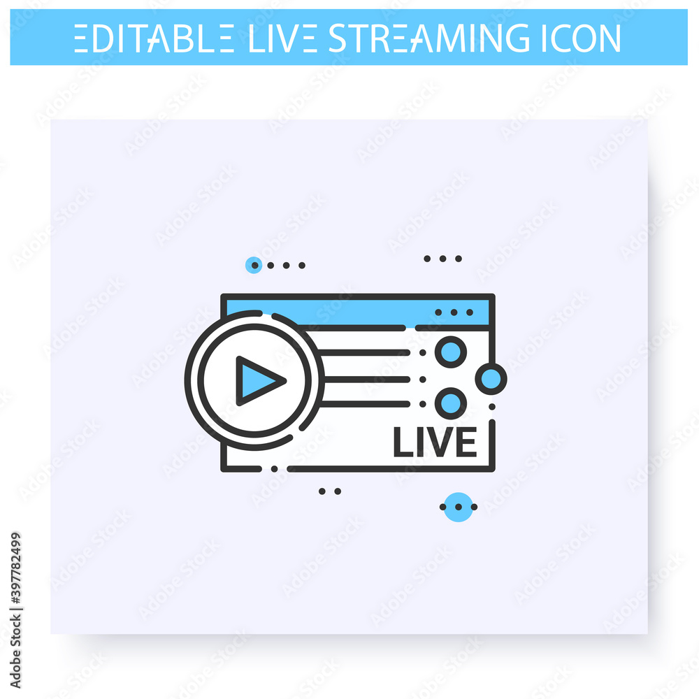 Fototapeta premium Streaming service provider line icon. Online video stream platform. Blogging and broadcasting. Internet broadcast, content, commercial video. Isolated vector illustration. Editable stroke 
