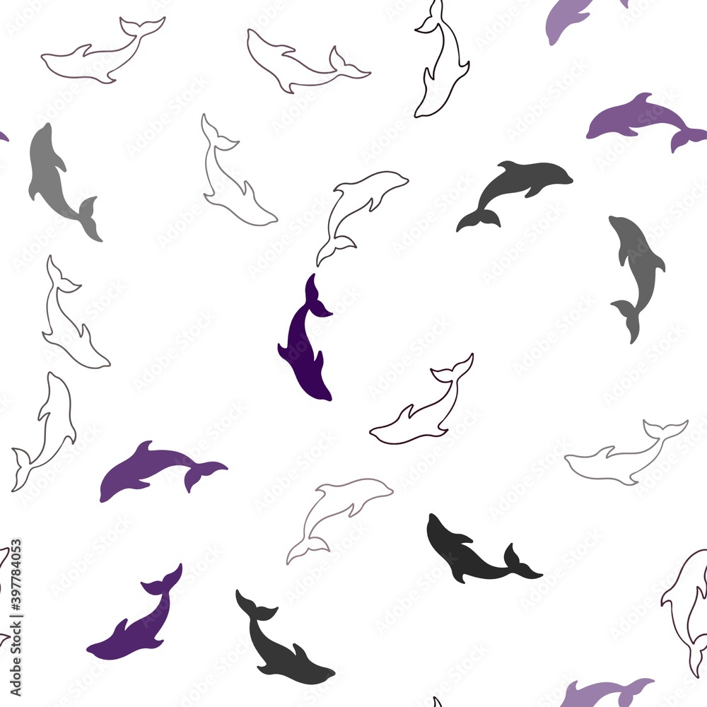 Dark Blue, Red vector seamless template with dolphins. Dark Blue, Red vector seamless template with dolphins.