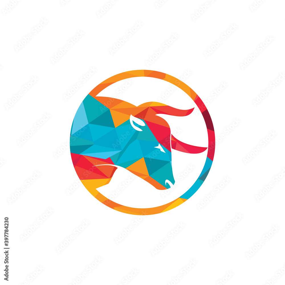 Bull vector logo design. Simple animal vector logo design template.	
