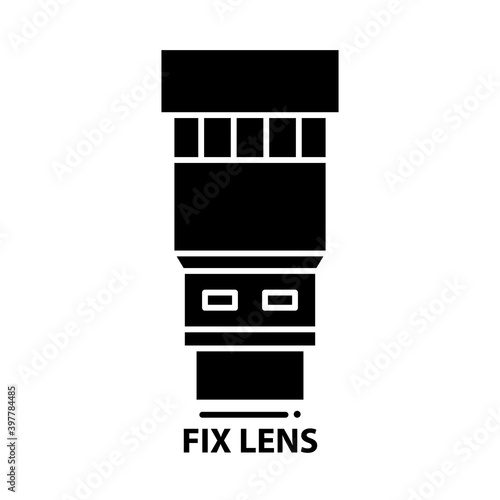 fix lens icon, black vector sign with editable strokes, concept illustration