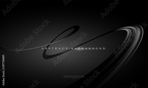 Modern trending Black abstract background with shiny black curving ribbon. Vector illustration