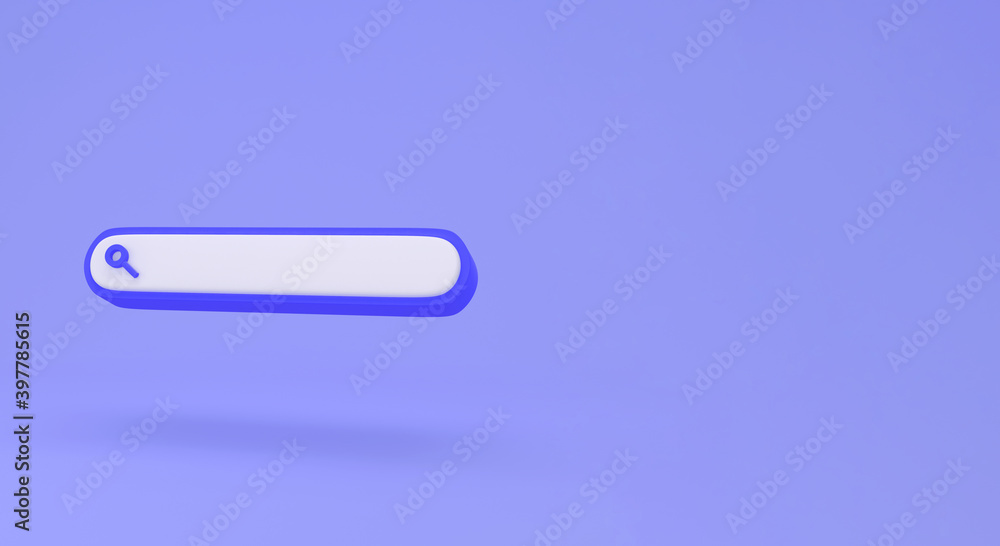 Blank search bar on blue background minimal concept. web search concept with copy space for text. 3d rendering Blank search bar on blue background minimal concept. web search concept with copy space for text. 3d rendering