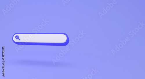 Blank search bar on blue background minimal concept. web search concept with copy space for text. 3d rendering