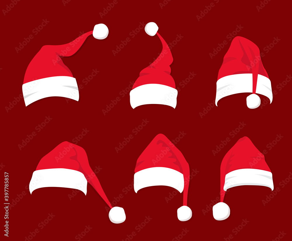 Santa Claus hat. Red Merry Christmas Card Illustration Santa Claus hat. Red Merry Christmas Card Illustration