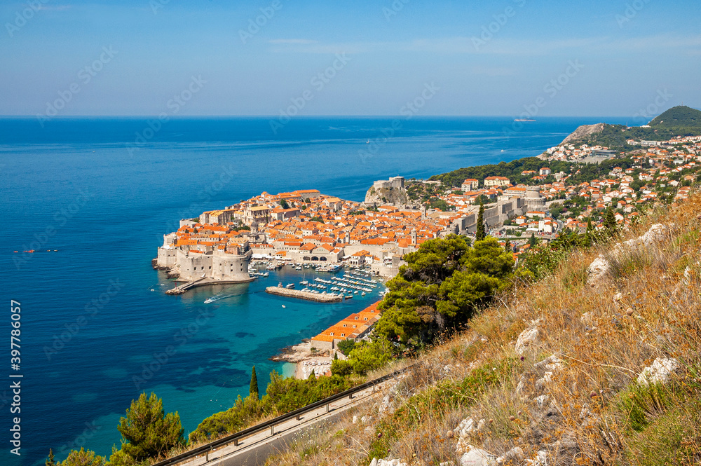 View to the Old Port and Old Town of Dubrovnik, Croatia