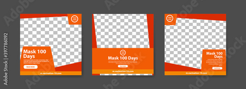 Collection of 100 days of masks covid-19 vaccine social media posts. vaccine for covid-19. for the socialization of the covid-19 virus vaccination.