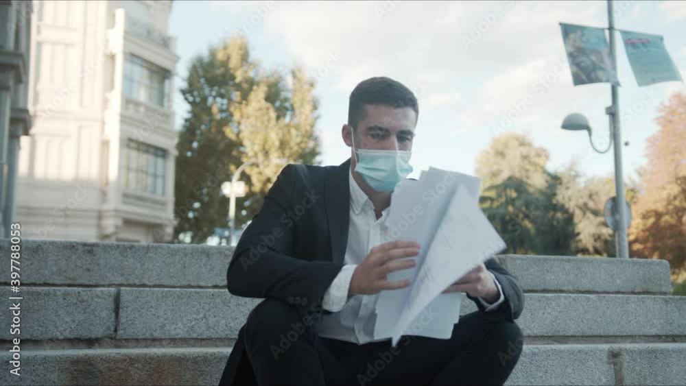 Office Man Working with Facemask COVID 19 Office Man Working with Facemask COVID 19