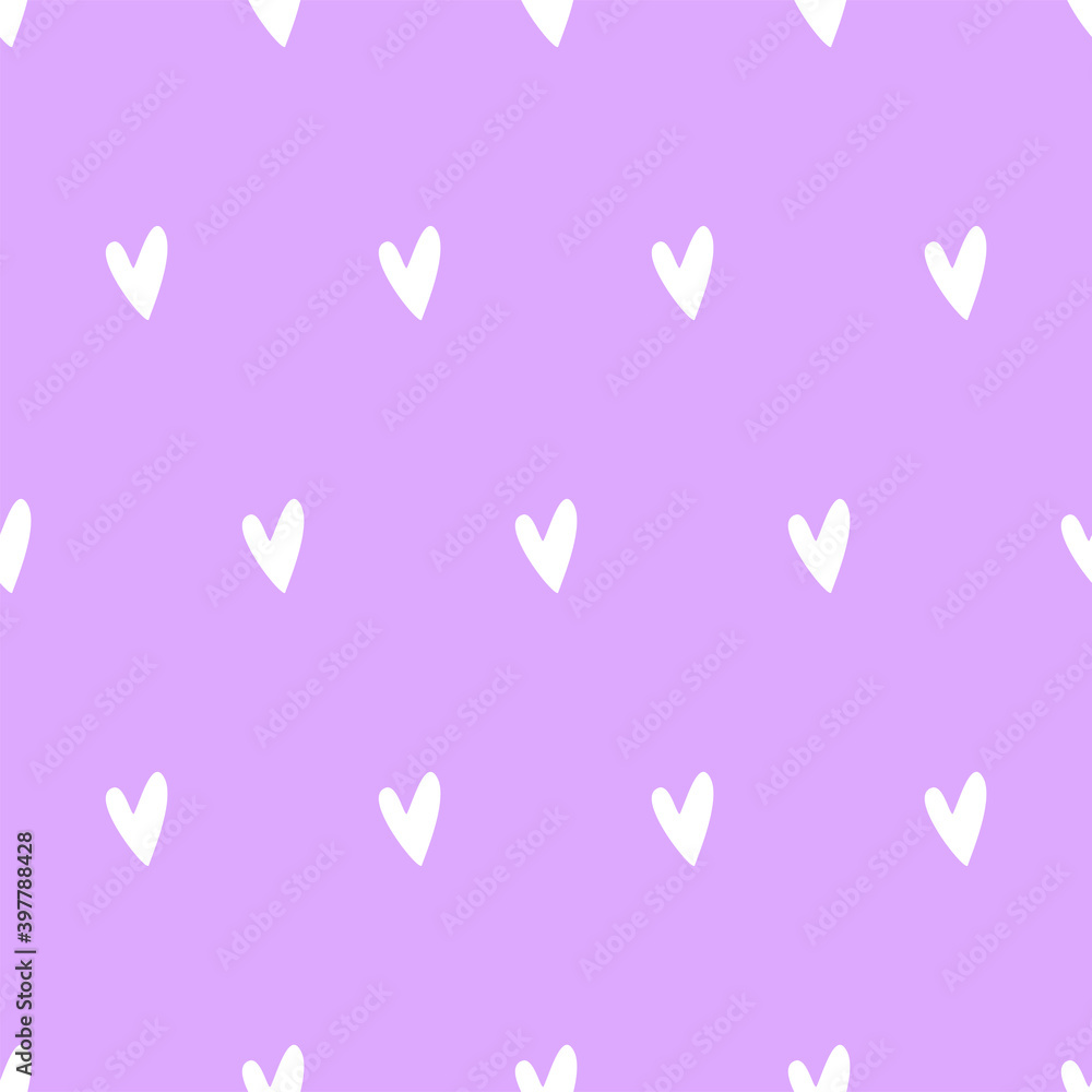 Seamless cute pattern with hearts. Delicate feminine background. Vector.