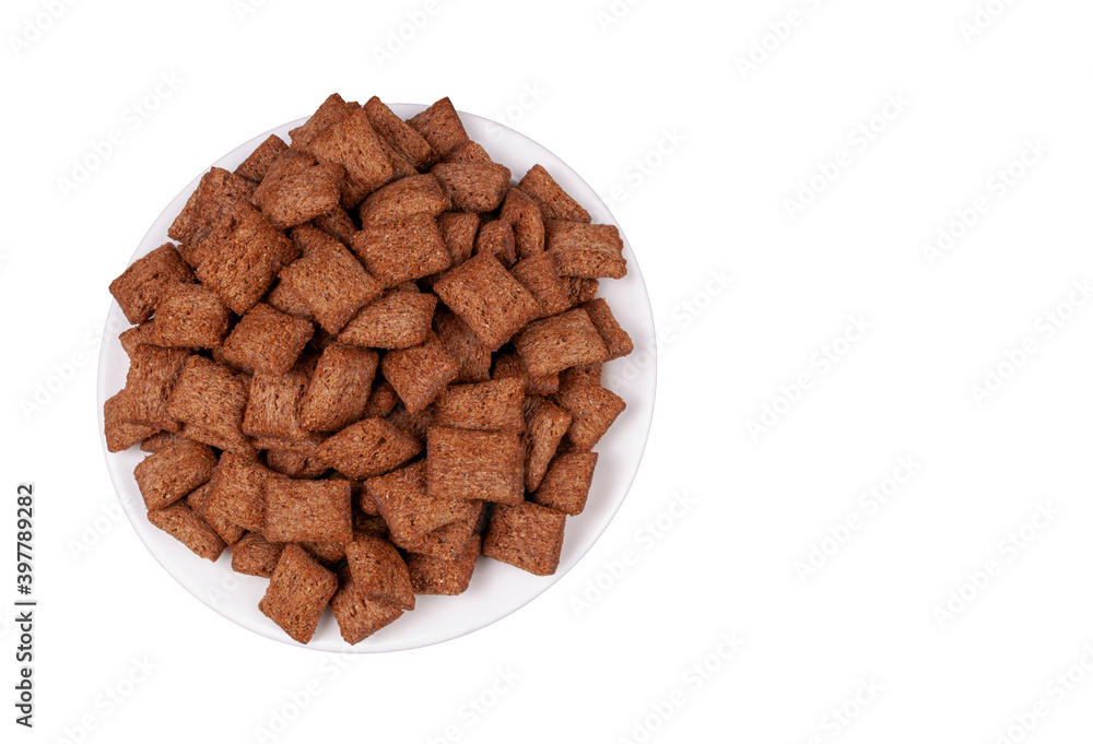 dry breakfast pillows with stuffing on a white background dry breakfast pillows with stuffing on a white background