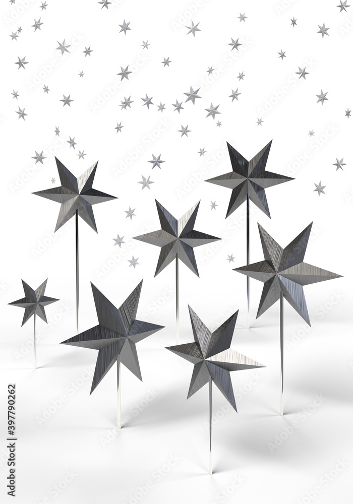 Abstract geometrical christmas star on white isolatej background.