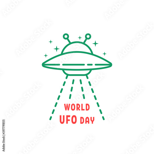 thin line world ufo day icon