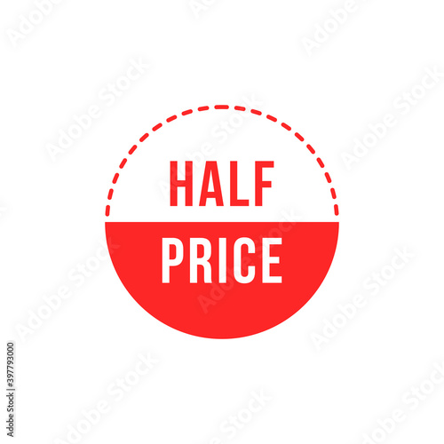red simple half price badge