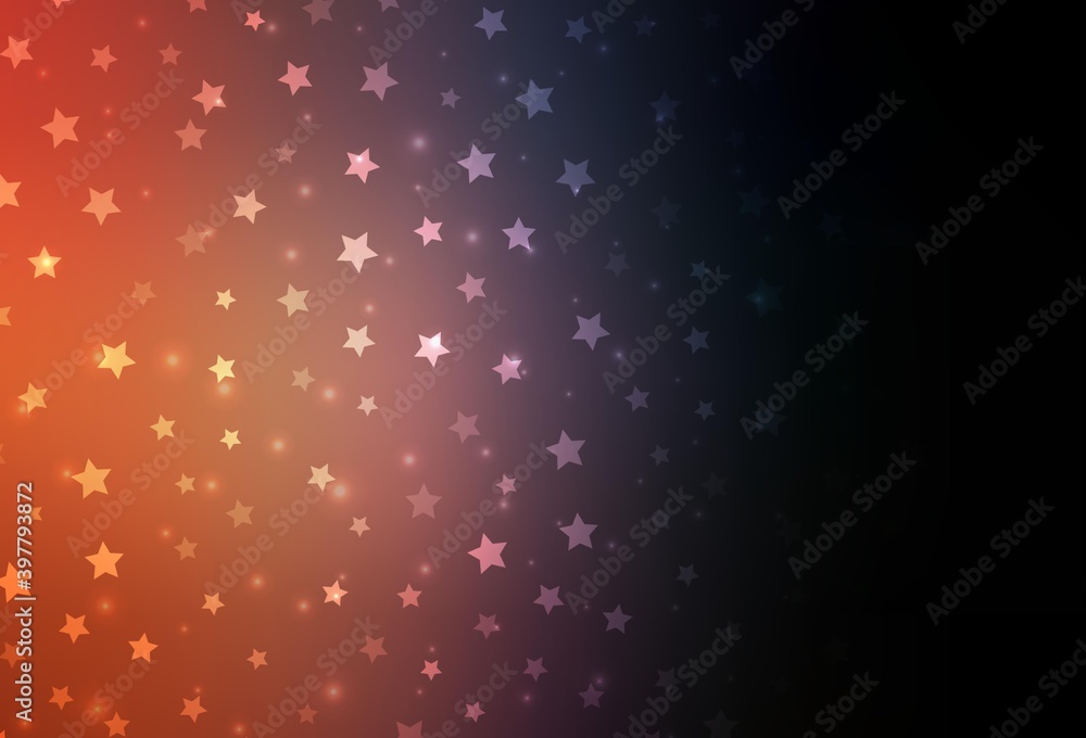 Dark Blue, Yellow vector template with ice snowflakes, stars.