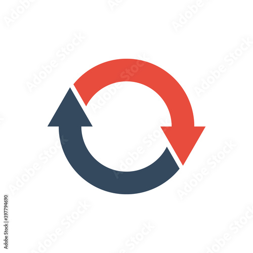 two round arrows, vector icon
