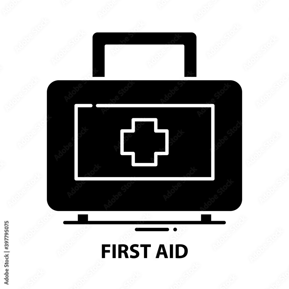 first aid icon, black vector sign with editable strokes, concept illustration first aid icon, black vector sign with editable strokes, concept illustration
