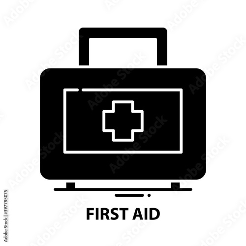 first aid icon, black vector sign with editable strokes, concept illustration