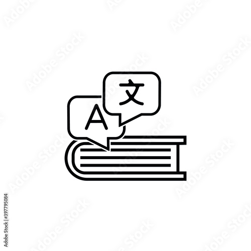 Vector image. Icon of a translator book. Languages ​​image.