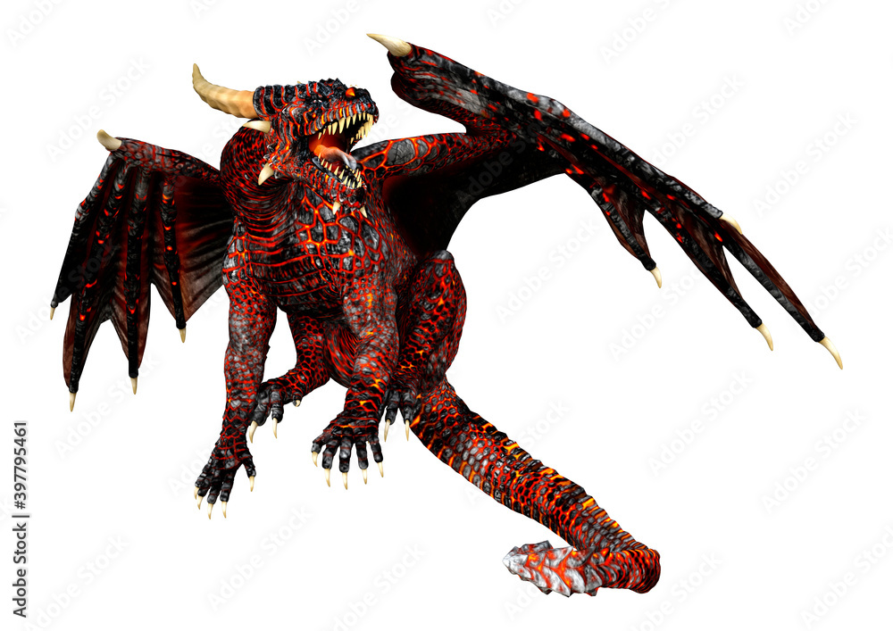 3D Rendering Fairy Tale Dragon on White 3D Rendering Fairy Tale Dragon on White