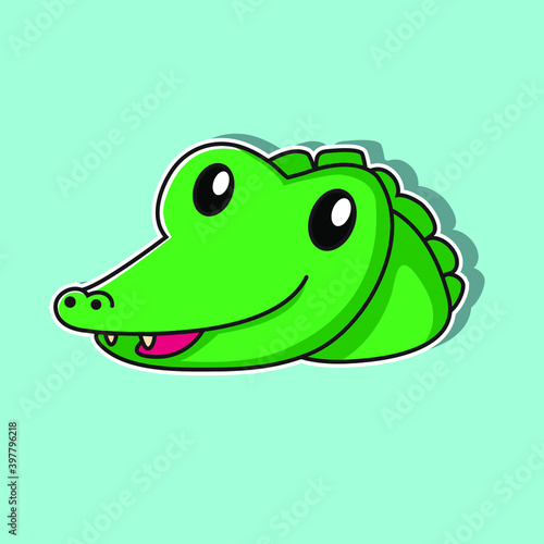 cute cartoon crocodile face illustrations  suitable for children illustrations  design elements  logos  icons and more