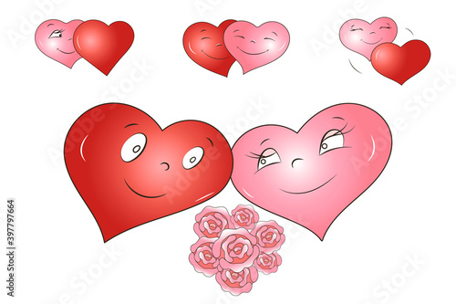 A set of romantic characters. Heart-shaped characters are great for Valentine's Day and weddings.