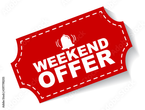 red vector illustration banner weekend offer