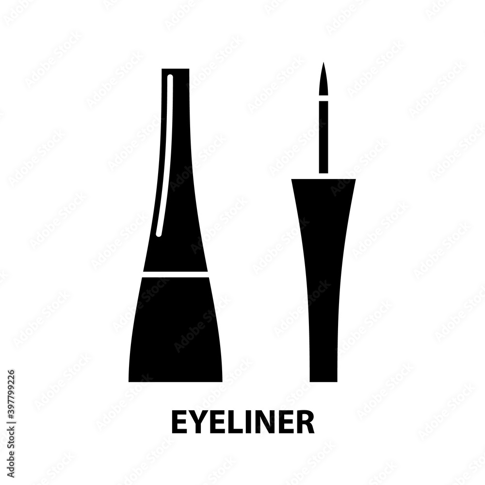 eyeliner symbol icon, black vector sign with editable strokes, concept illustration eyeliner symbol icon, black vector sign with editable strokes, concept illustration