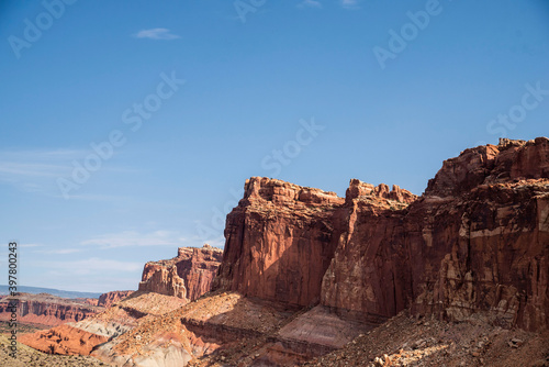 layers of red rocks in capital reef national park 