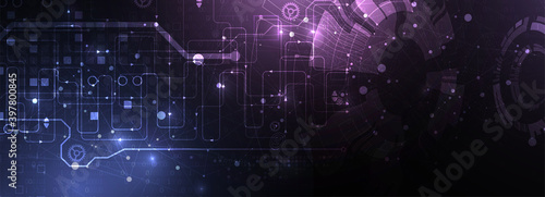 Abstract glowing technology background. Communication concept. Template for science presentation. Vector illustration.