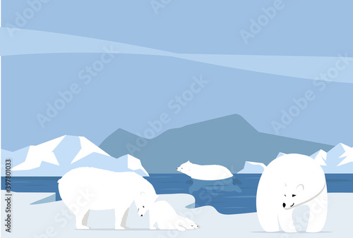 Arctic Polar bear and cub concept
