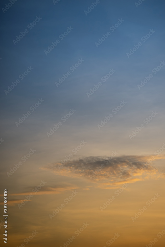 Golden hour Nature background with sky and clouds in Vertical frame