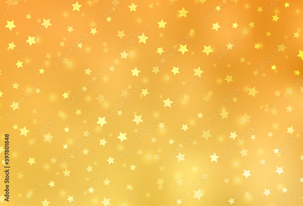 Light Yellow vector pattern with christmas snowflakes, stars. Light Yellow vector pattern with christmas snowflakes, stars.