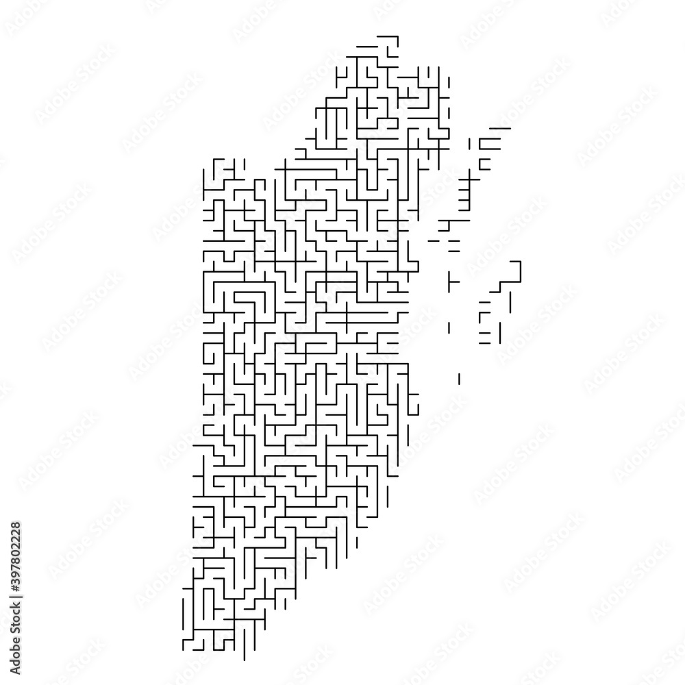 Belize map from black pattern of the maze grid. Vector illustration.