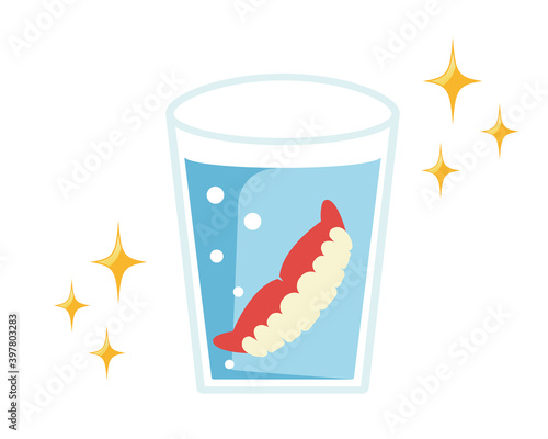 Vector illustration of dentures. Dentist. dental clinic.