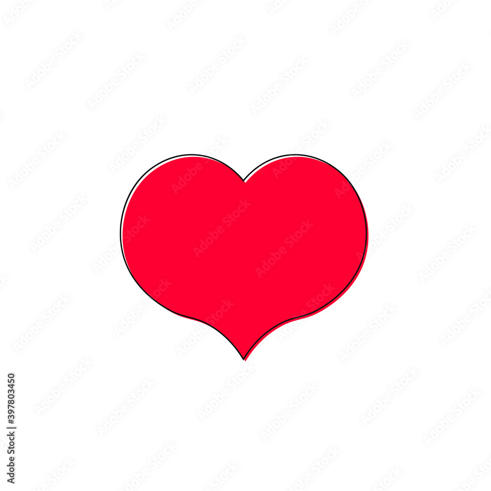Heart icon, flat graphic design template, love sign, Valentines Day symbol, vector illustration